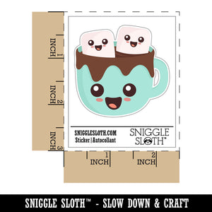 Cute Hot Cocoa Marshmallows Waterproof Vinyl Phone Tablet Laptop Water Bottle Car Window Bumper Decal Sticker Set - 5 Pack
