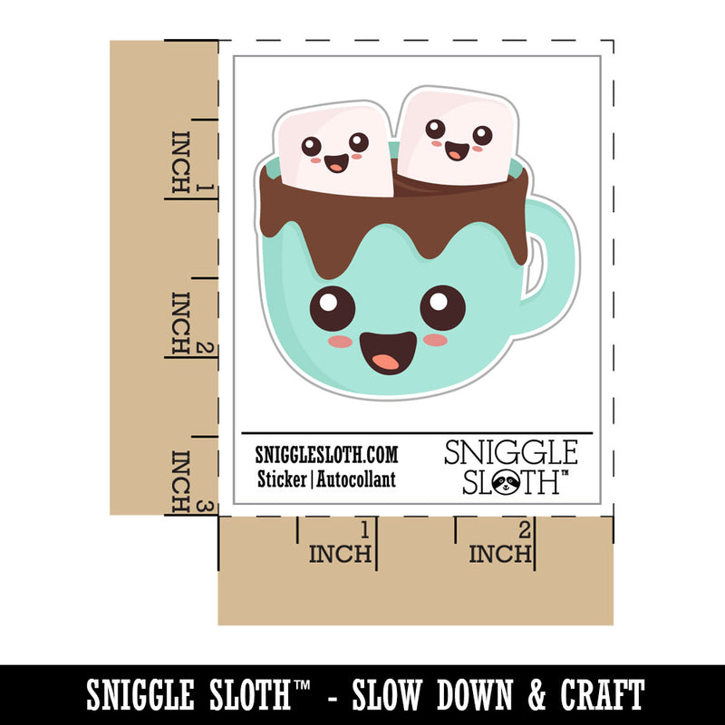 Cute Hot Cocoa Marshmallows Waterproof Vinyl Phone Tablet Laptop Water Bottle Car Window Bumper Decal Sticker Set - 5 Pack