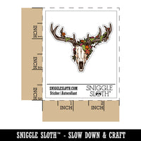Flower Floral Deer Skull Bones Antler Waterproof Vinyl Phone Tablet Laptop Water Bottle Car Window Bumper Decal Sticker Set - 5 Pack