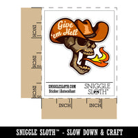 Give 'Em Hell Cowboy Hat Skull Breathing Fire Waterproof Vinyl Phone Tablet Laptop Water Bottle Car Window Bumper Decal Sticker Set - 5 Pack