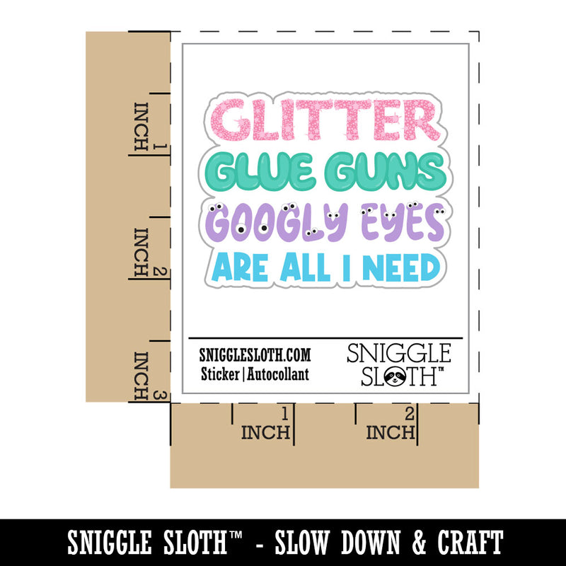 Glitter Glue Guns and Googly Eyes Crafting Waterproof Vinyl Phone Tablet Laptop Water Bottle Car Window Bumper Decal Sticker Set - 5 Pack