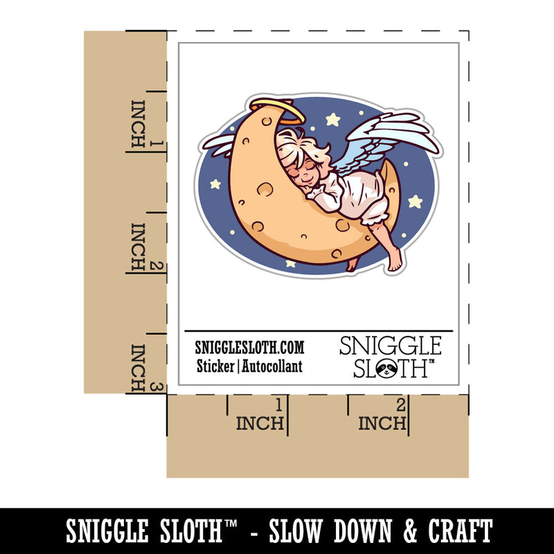 Good Night Angel Cherub Baby Sleeping on Moon Waterproof Vinyl Phone Tablet Laptop Water Bottle Car Window Bumper Decal Sticker Set - 5 Pack