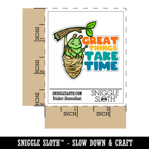 Great Things Take Time Caterpillar Knitting Coccoon Waterproof Vinyl Phone Tablet Laptop Water Bottle Car Window Bumper Decal Sticker Set - 5 Pack
