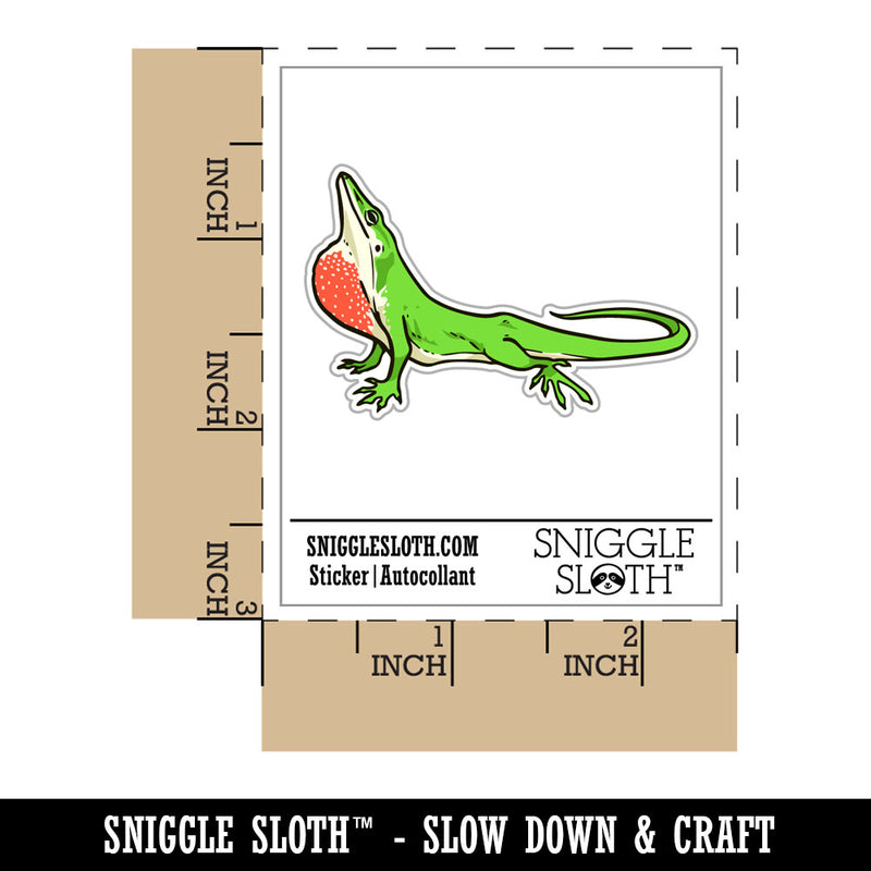Green Anole Lizard American Chameleon Waterproof Vinyl Phone Tablet Laptop Water Bottle Car Window Bumper Decal Sticker Set - 5 Pack