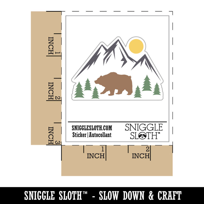Grizzly Bear in Mountains Waterproof Vinyl Phone Tablet Laptop Water Bottle Car Window Bumper Decal Sticker Set - 5 Pack