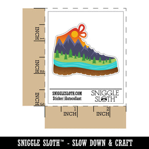 Hiking Boot Mountain Scene Waterproof Vinyl Phone Tablet Laptop Water Bottle Car Window Bumper Decal Sticker Set - 5 Pack