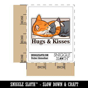 Hugs and Kisses Snuggling Cats Cuddling Waterproof Vinyl Phone Tablet Laptop Water Bottle Car Window Bumper Decal Sticker Set - 5 Pack