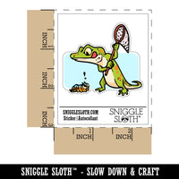 Hungry Lizard Hunting Caterpillar with Net Waterproof Vinyl Phone Tablet Laptop Water Bottle Car Window Bumper Decal Sticker Set - 5 Pack