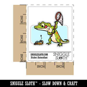 Hungry Lizard Hunting Caterpillar with Net Waterproof Vinyl Phone Tablet Laptop Water Bottle Car Window Bumper Decal Sticker Set - 5 Pack