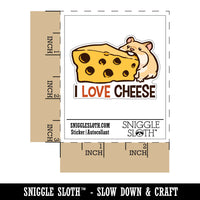 I Love Cheese Hamster with Swiss Cheese Waterproof Vinyl Phone Tablet Laptop Water Bottle Car Window Bumper Decal Sticker Set - 5 Pack