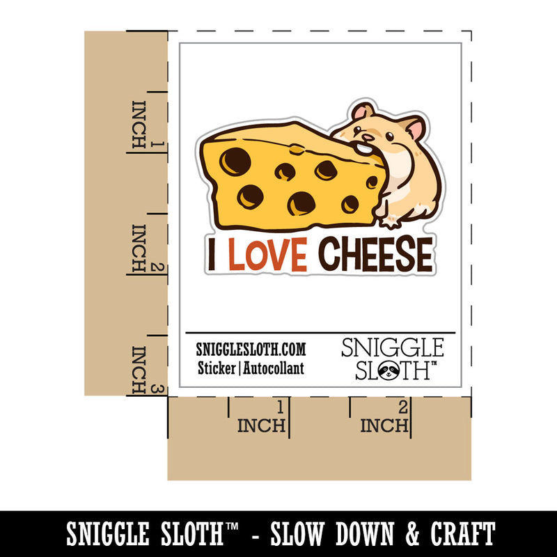 I Love Cheese Hamster with Swiss Cheese Waterproof Vinyl Phone Tablet Laptop Water Bottle Car Window Bumper Decal Sticker Set - 5 Pack