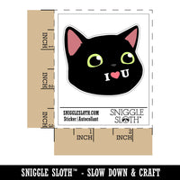 I Love You Black Cat Heart Tongue Cute Pet Waterproof Vinyl Phone Tablet Laptop Water Bottle Car Window Bumper Decal Sticker Set - 5 Pack