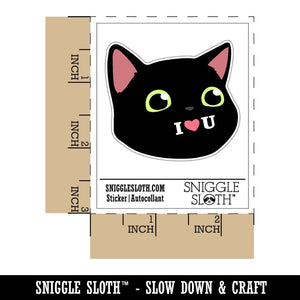 I Love You Black Cat Heart Tongue Cute Pet Waterproof Vinyl Phone Tablet Laptop Water Bottle Car Window Bumper Decal Sticker Set - 5 Pack