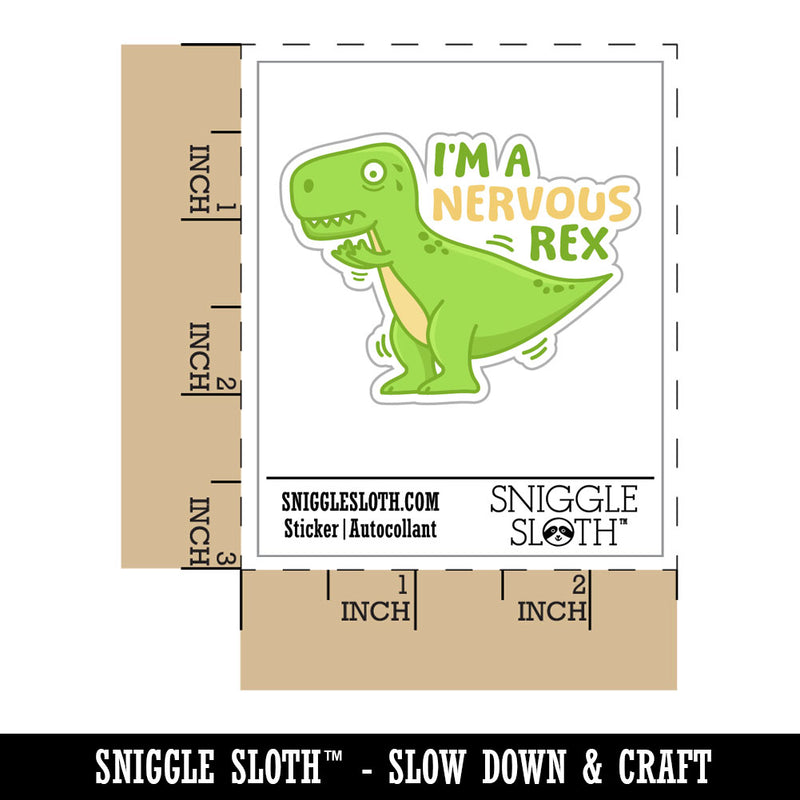 I'm A Nervous Rex Dino Waterproof Vinyl Phone Tablet Laptop Water Bottle Car Window Bumper Decal Sticker Set - 5 Pack