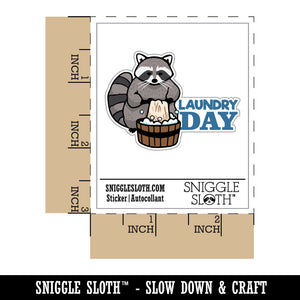 Laundry Day Raccoon Cleaning Clothes Waterproof Vinyl Phone Tablet Laptop Water Bottle Car Window Bumper Decal Sticker Set - 5 Pack