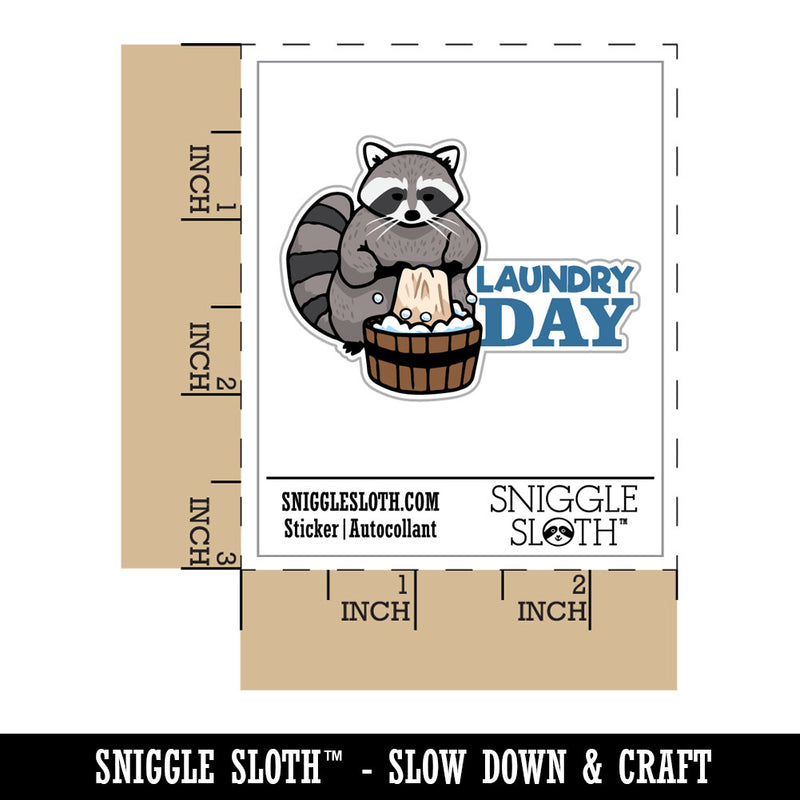 Laundry Day Raccoon Cleaning Clothes Waterproof Vinyl Phone Tablet Laptop Water Bottle Car Window Bumper Decal Sticker Set - 5 Pack