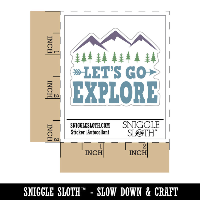 Let's Go Explore Mountains Waterproof Vinyl Phone Tablet Laptop Water Bottle Car Window Bumper Decal Sticker Set - 5 Pack