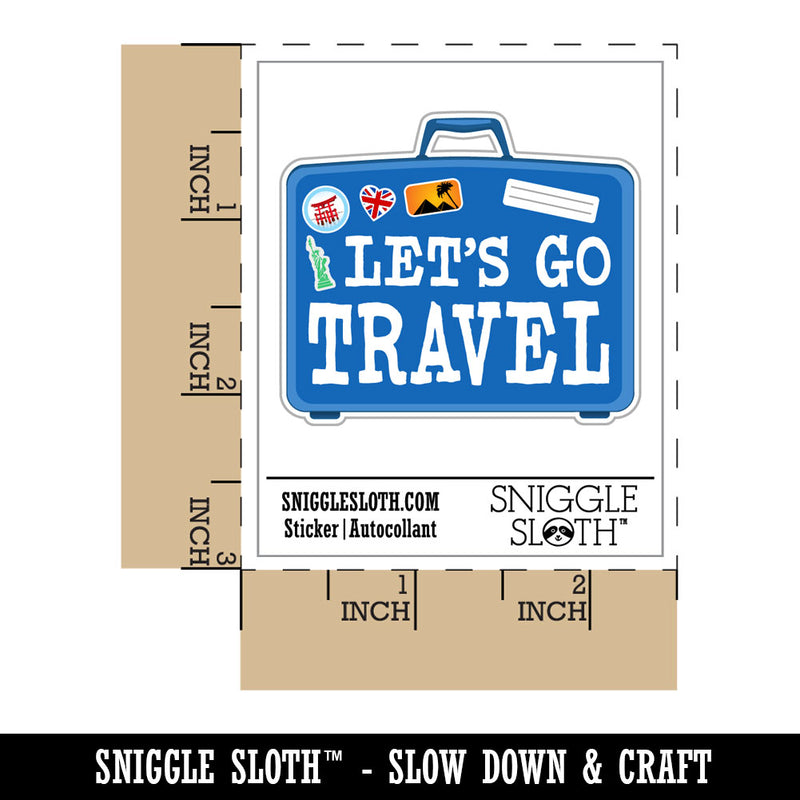 Let's Go Travel Suitcase Waterproof Vinyl Phone Tablet Laptop Water Bottle Car Window Bumper Decal Sticker Set - 5 Pack
