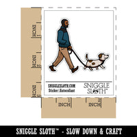 Man Walking Pet Dog Leash Waterproof Vinyl Phone Tablet Laptop Water Bottle Car Window Bumper Decal Sticker Set - 5 Pack