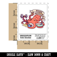 Master Multitasker Multitasking Octopus Tentacles Waterproof Vinyl Phone Tablet Laptop Water Bottle Car Window Bumper Decal Sticker Set - 5 Pack