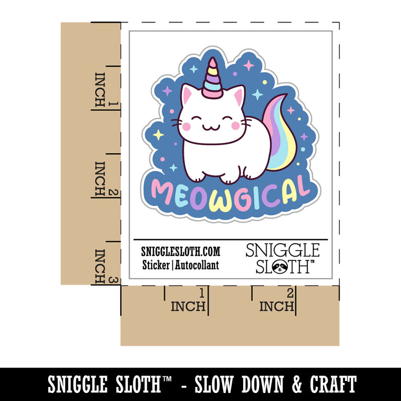 Meowgical Cat Unicorn Waterproof Vinyl Phone Tablet Laptop Water Bottle Car Window Bumper Decal Sticker Set - 5 Pack