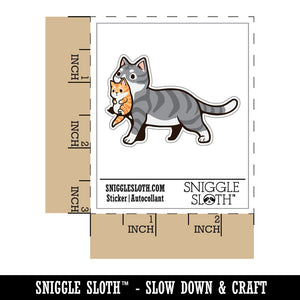 Mother Tabby Cat Carrying Kitten Waterproof Vinyl Phone Tablet Laptop Water Bottle Car Window Bumper Decal Sticker Set - 5 Pack