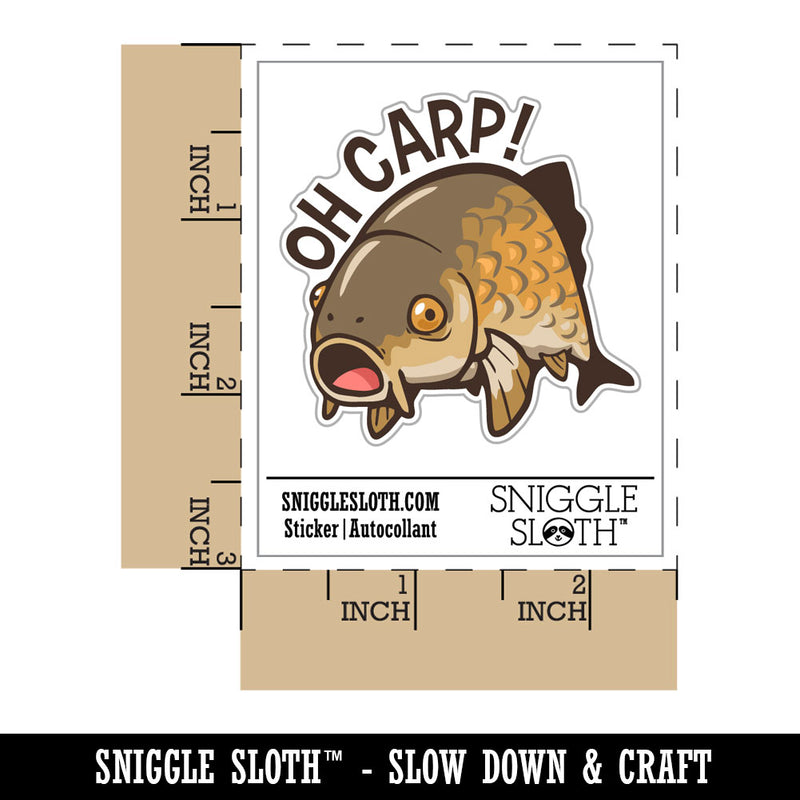 Oh Carp Regretful Fish Funny Face Waterproof Vinyl Phone Tablet Laptop Water Bottle Car Window Bumper Decal Sticker Set - 5 Pack