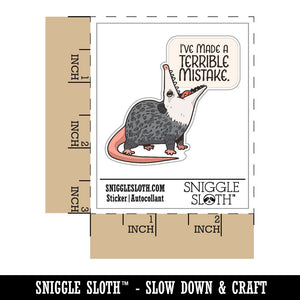 Opossum I've Made a Terrible Mistake Screaming Funny Waterproof Vinyl Phone Tablet Laptop Water Bottle Car Window Bumper Decal Sticker Set - 5 Pack