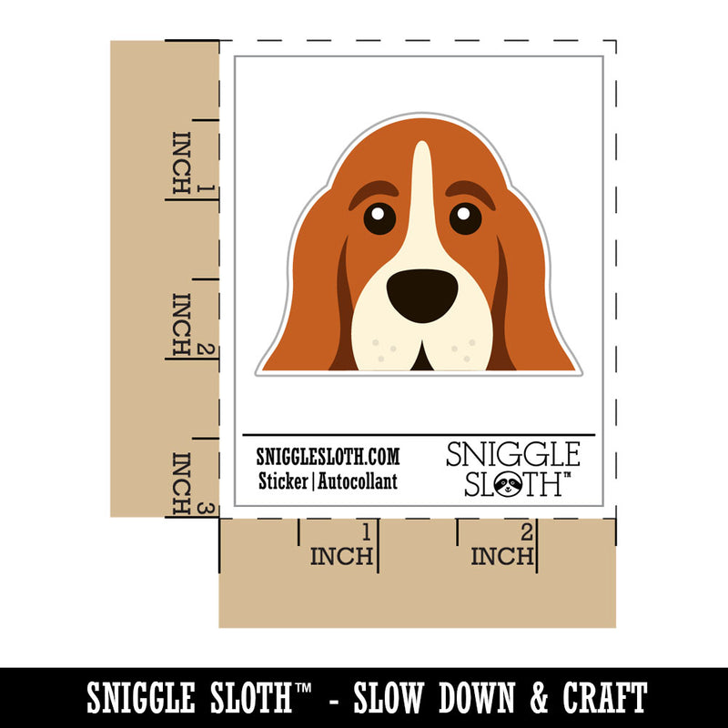 Peeking Basset Hound Dog Waterproof Vinyl Phone Tablet Laptop Water Bottle Car Window Bumper Decal Sticker Set - 5 Pack