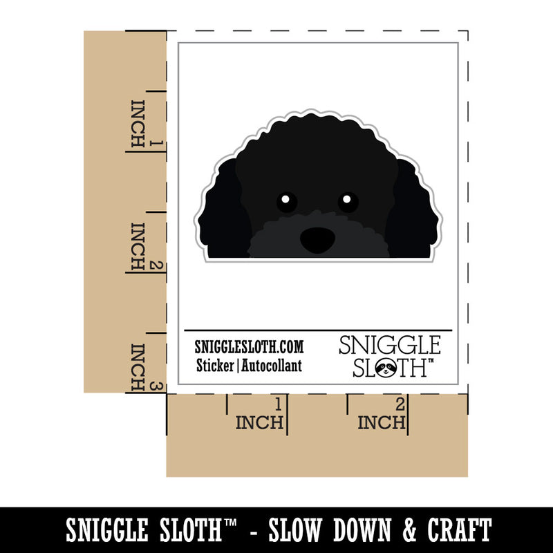 Peeking Black Toy Poodle Dog Waterproof Vinyl Phone Tablet Laptop Water Bottle Car Window Bumper Decal Sticker Set - 5 Pack