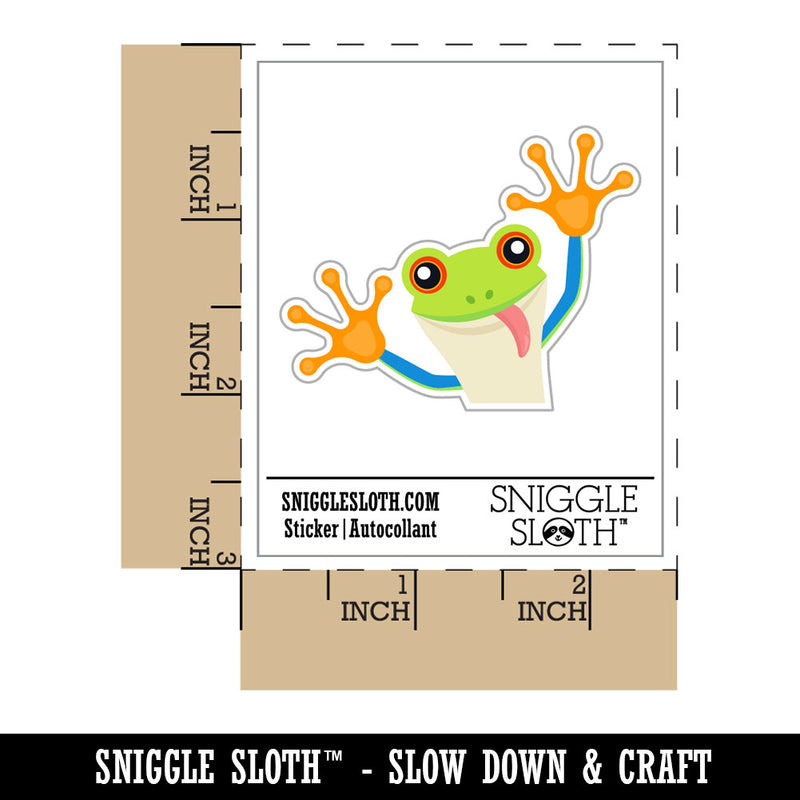 Peeking Friendly Tree Frog Waterproof Vinyl Phone Tablet Laptop Water Bottle Car Window Bumper Decal Sticker Set - 5 Pack