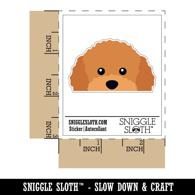 Peeking Red Toy Poodle Dog Waterproof Vinyl Phone Tablet Laptop Water Bottle Car Window Bumper Decal Sticker Set - 5 Pack