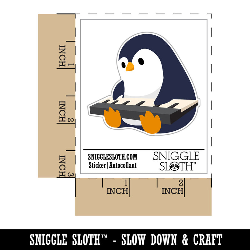 Penguin on Piano Keyboard Waterproof Vinyl Phone Tablet Laptop Water Bottle Car Window Bumper Decal Sticker Set - 5 Pack