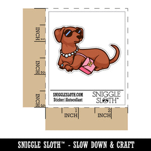 Posh Rich Snobby Dachshund Dog Sunglasses Purse Waterproof Vinyl Phone Tablet Laptop Water Bottle Car Window Bumper Decal Sticker Set - 5 Pack
