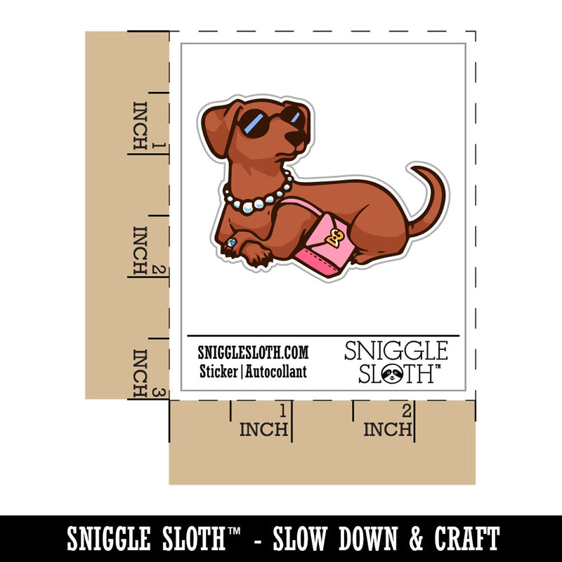Posh Rich Snobby Dachshund Dog Sunglasses Purse Waterproof Vinyl Phone Tablet Laptop Water Bottle Car Window Bumper Decal Sticker Set - 5 Pack