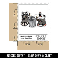 Raccoon and Opossum Drumming on Trash Can Waterproof Vinyl Phone Tablet Laptop Water Bottle Car Window Bumper Decal Sticker Set - 5 Pack