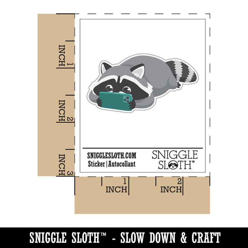 Raccoon Playing Watching Video Games on Phone Waterproof Vinyl Phone Tablet Laptop Water Bottle Car Window Bumper Decal Sticker Set - 5 Pack
