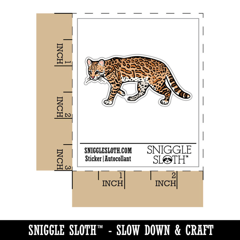 Realistic Ocelot Wild Cat Spots Waterproof Vinyl Phone Tablet Laptop Water Bottle Car Window Bumper Decal Sticker Set - 5 Pack