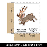Running Jackalope Mythical Horned Rabbit Bunny Cryptid Waterproof Vinyl Phone Tablet Laptop Water Bottle Car Window Bumper Decal Sticker Set - 5 Pack