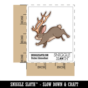 Running Jackalope Mythical Horned Rabbit Bunny Cryptid Waterproof Vinyl Phone Tablet Laptop Water Bottle Car Window Bumper Decal Sticker Set - 5 Pack