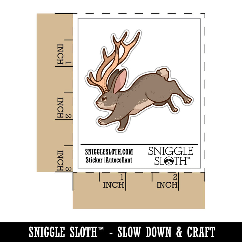 Running Jackalope Mythical Horned Rabbit Bunny Cryptid Waterproof Vinyl Phone Tablet Laptop Water Bottle Car Window Bumper Decal Sticker Set - 5 Pack