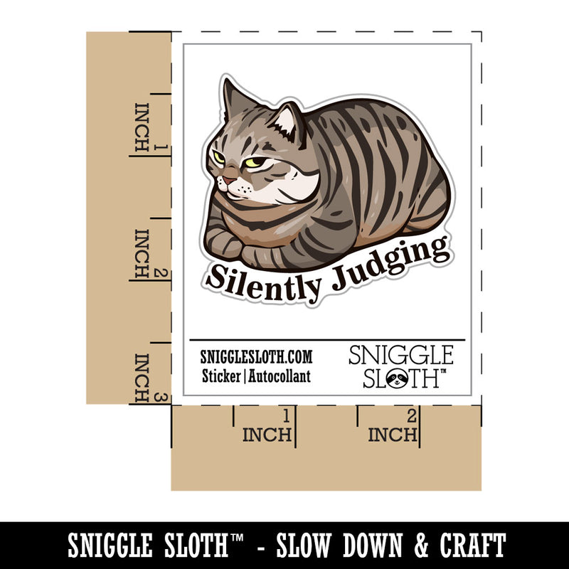 Silently Judging Tabby Cat Pet Waterproof Vinyl Phone Tablet Laptop Water Bottle Car Window Bumper Decal Sticker Set - 5 Pack