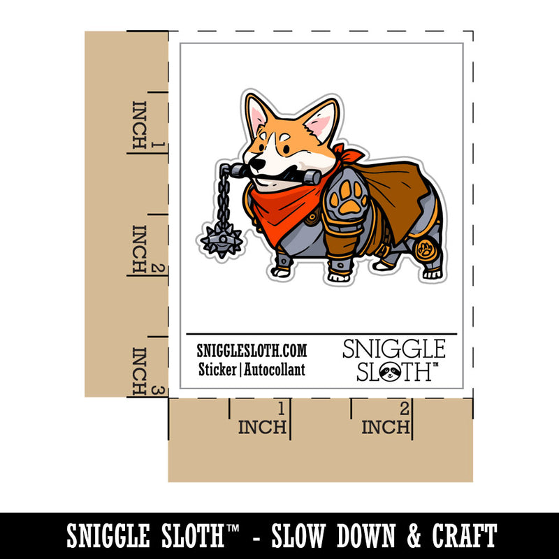 Sir Corgnelius Brave Corgi Dog Knight Flail Waterproof Vinyl Phone Tablet Laptop Water Bottle Car Window Bumper Decal Sticker Set - 5 Pack