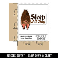 Sleep All Day Bat Hanging Funny Nap Time Waterproof Vinyl Phone Tablet Laptop Water Bottle Car Window Bumper Decal Sticker Set - 5 Pack