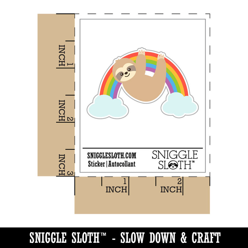 Sloth Hanging From Rainbow Waterproof Vinyl Phone Tablet Laptop Water Bottle Car Window Bumper Decal Sticker Set - 5 Pack