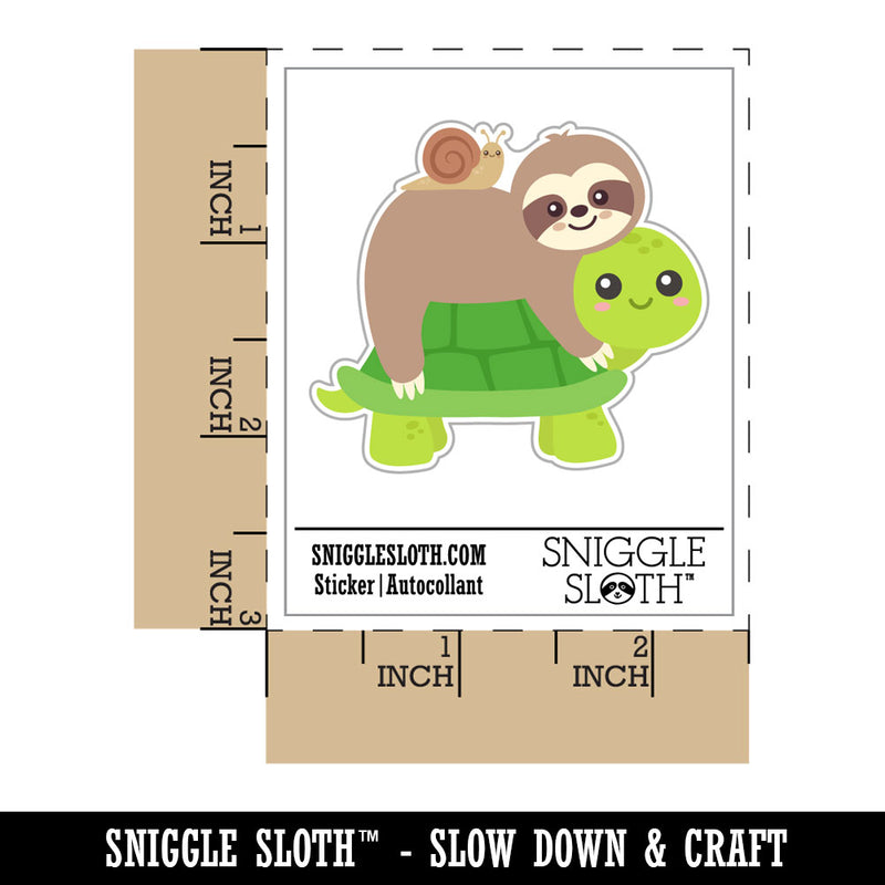 Sloth Riding Turtle Waterproof Vinyl Phone Tablet Laptop Water Bottle Car Window Bumper Decal Sticker Set - 5 Pack