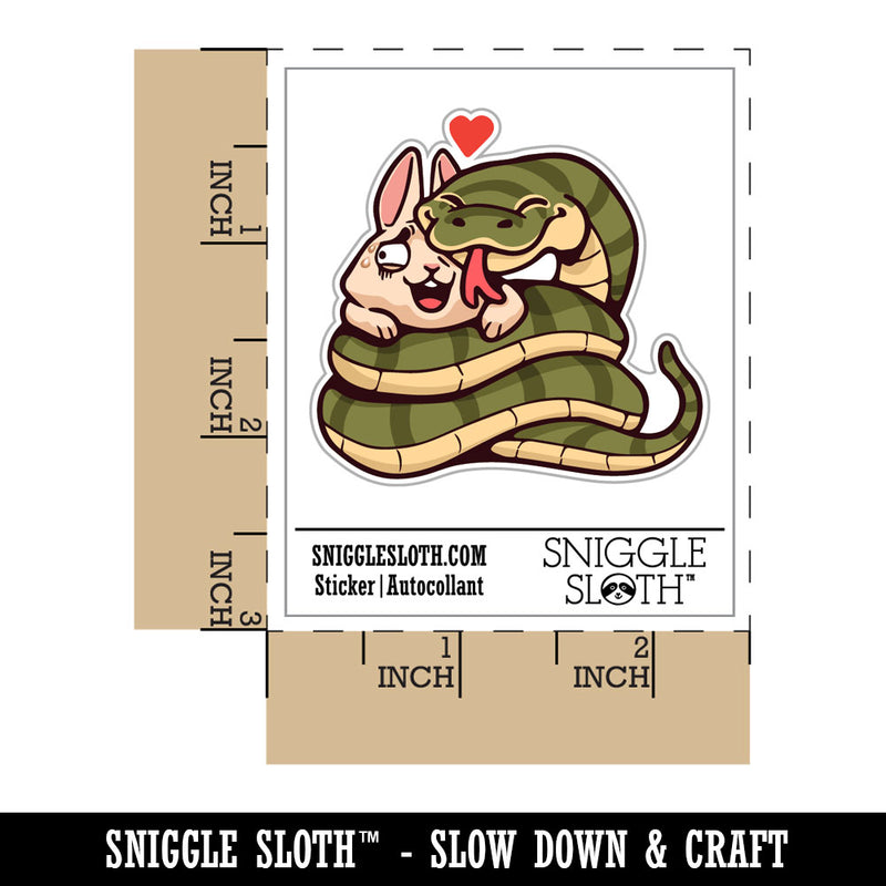 Snake Hugging Bunny Rabbit Love Heart Waterproof Vinyl Phone Tablet Laptop Water Bottle Car Window Bumper Decal Sticker Set - 5 Pack