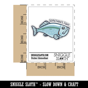 Something's Fishy Suspicious Fish Funny Waterproof Vinyl Phone Tablet Laptop Water Bottle Car Window Bumper Decal Sticker Set - 5 Pack