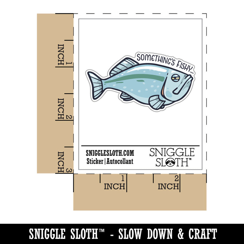 Something's Fishy Suspicious Fish Funny Waterproof Vinyl Phone Tablet Laptop Water Bottle Car Window Bumper Decal Sticker Set - 5 Pack