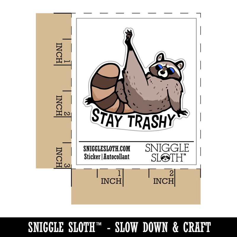Stay Trashy Raccoon Funny Trash Panda Waterproof Vinyl Phone Tablet Laptop Water Bottle Car Window Bumper Decal Sticker Set - 5 Pack